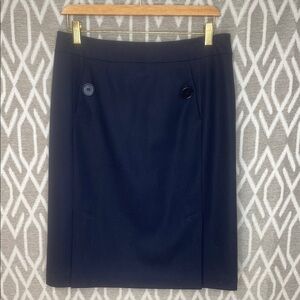 Talbots Wool Blue Pencil Skirt Knee-Length Skirt Size: 8